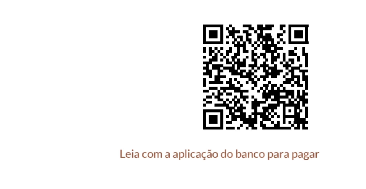 O canto inferior direito da fatura FT-2026-0012 do Café Lumen: o código QR por cima da linha «Leia com a aplicação do banco para pagar».